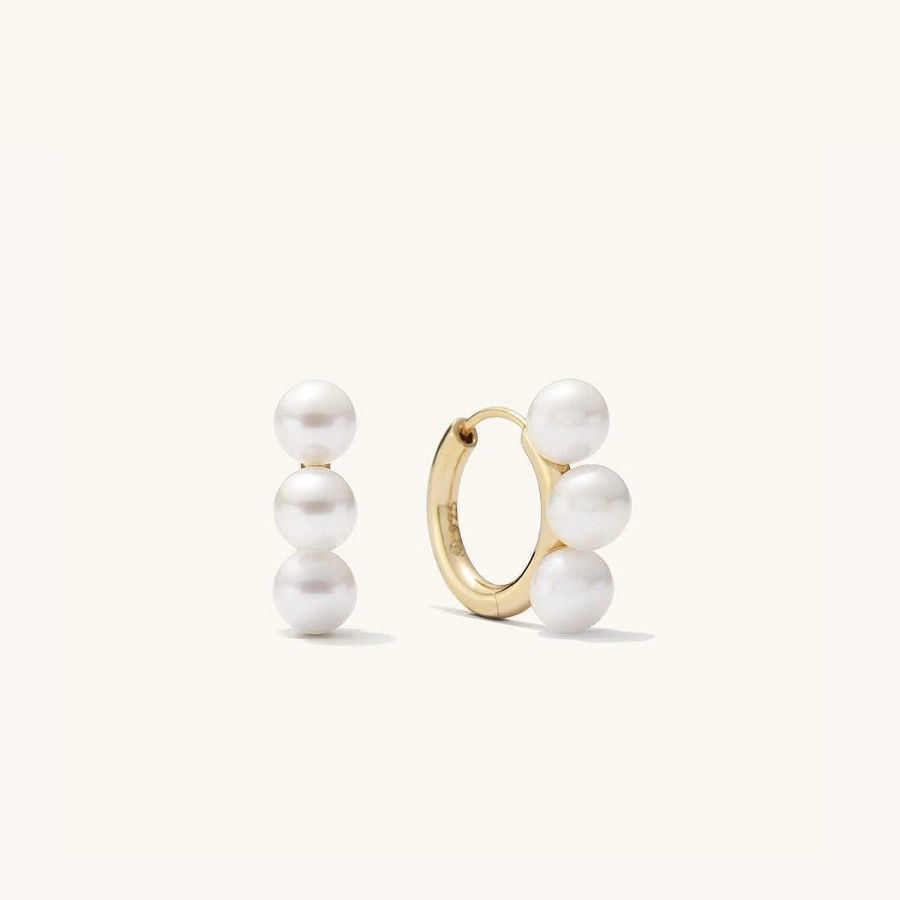 Earrings Mejuri | Bold Pearl Trio Hoop Earrings