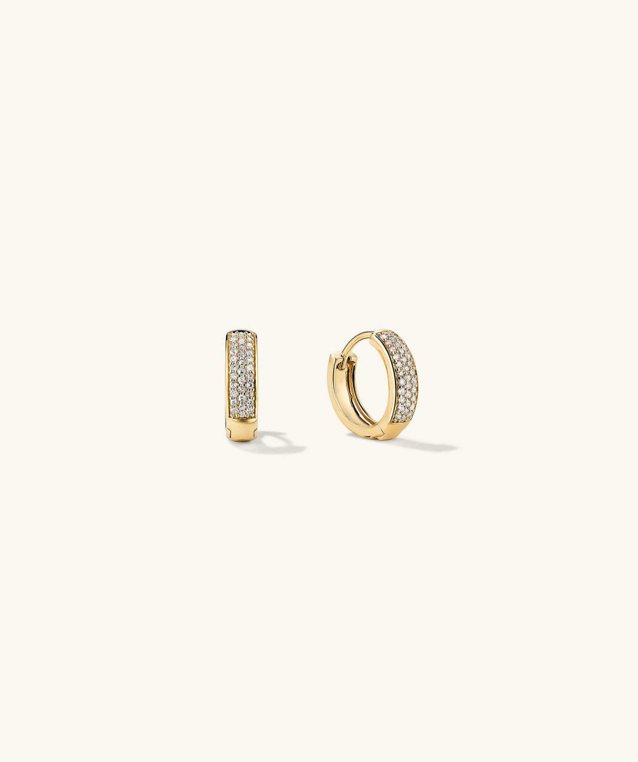 Earrings Mejuri | Pave Diamond Bold Huggie Hoops