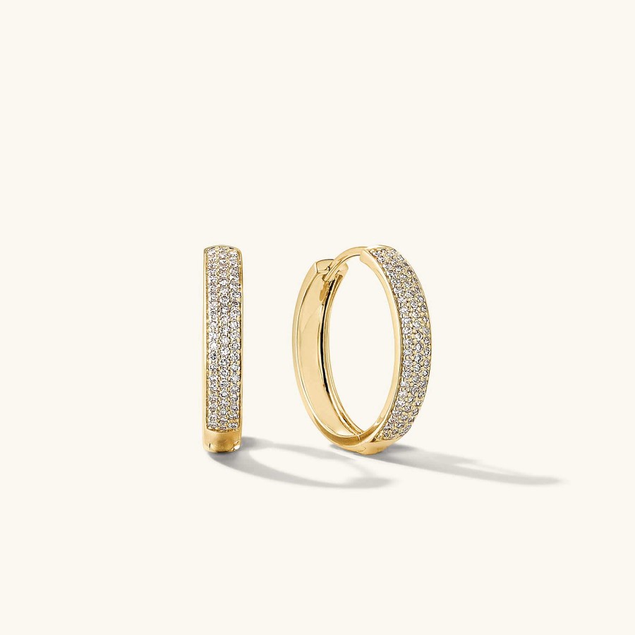 Earrings Mejuri | Pave Diamond Bold Medium Hoops