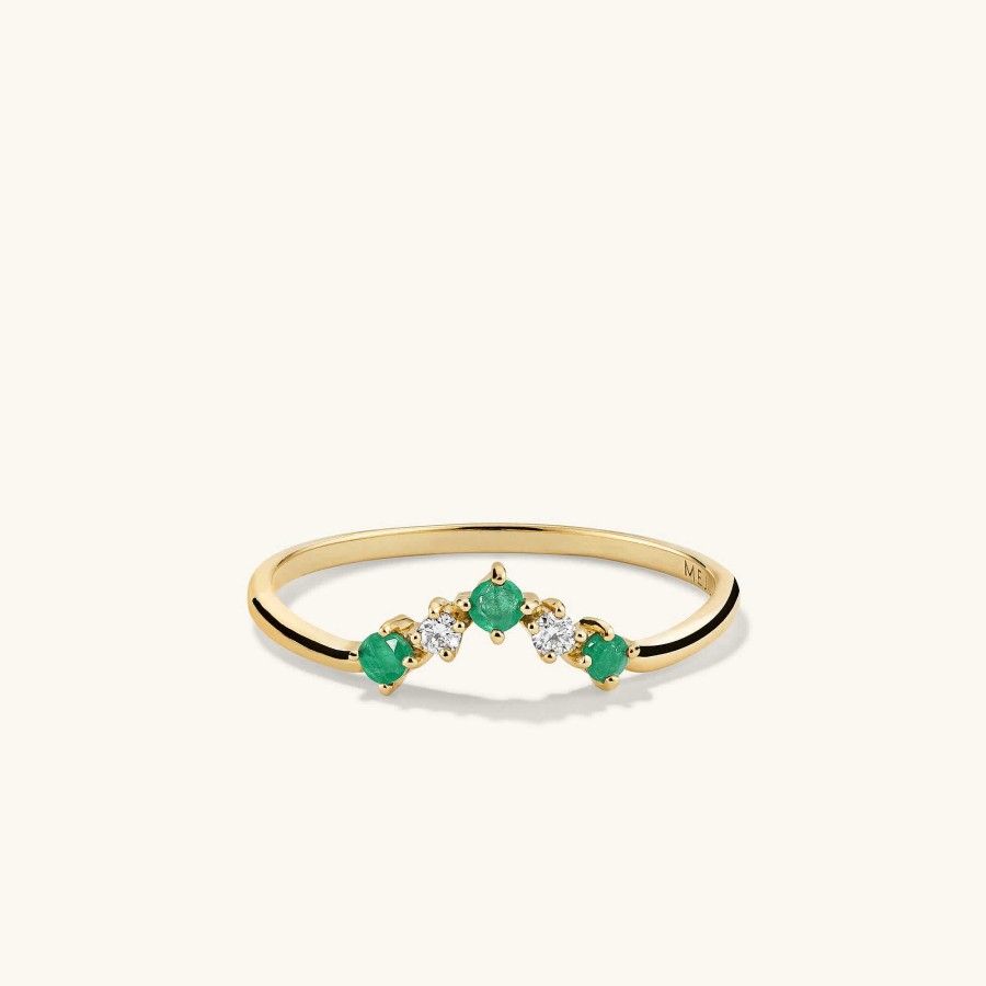 Rings Mejuri | Emerald And Diamond Wishbone Ring