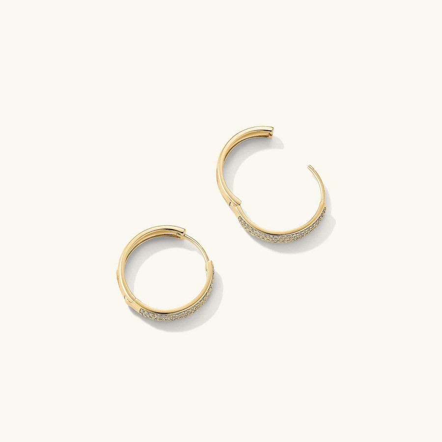 Earrings Mejuri | Pave Diamond Bold Medium Hoops