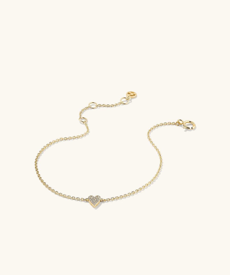 Bracelets Mejuri | Mini Heart Pave Diamond Bracelet