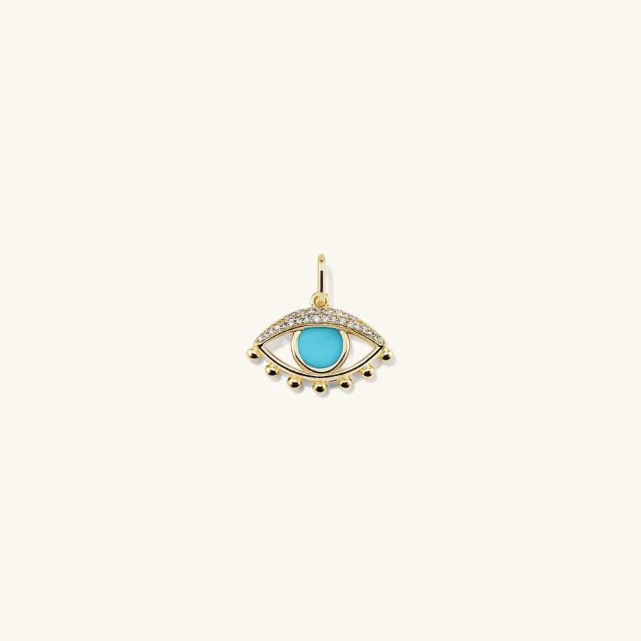 Necklaces Mejuri | Evil Eye Pave Diamond & Turquoise Charm Pendant