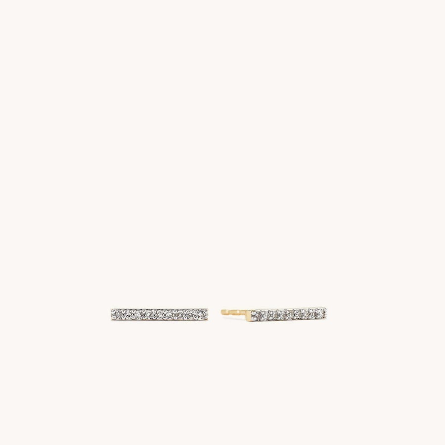 Earrings Mejuri | Pave Diamonds Long Bar Studs