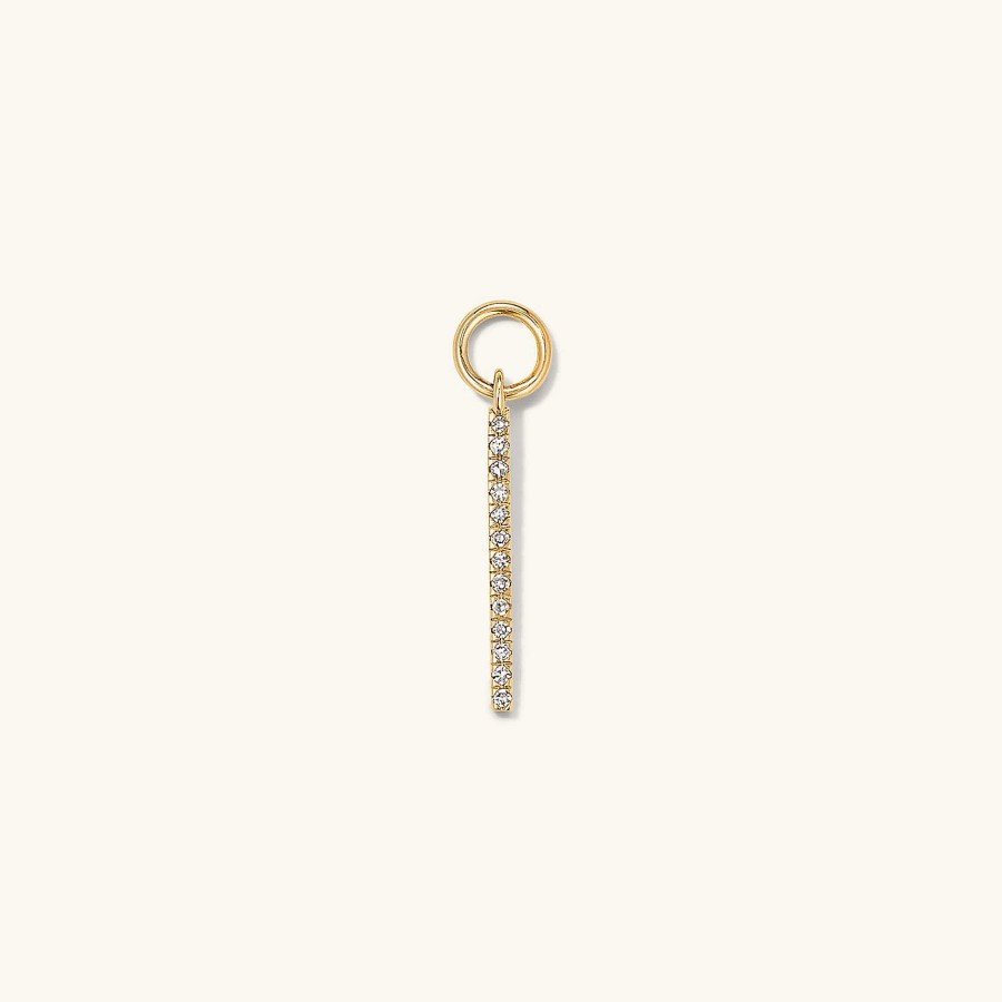 Earrings Mejuri | Single Pave Diamond Bar Hoop Charm