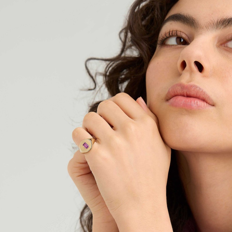 Rings Mejuri | Signet Pinky Ring Rhodolite