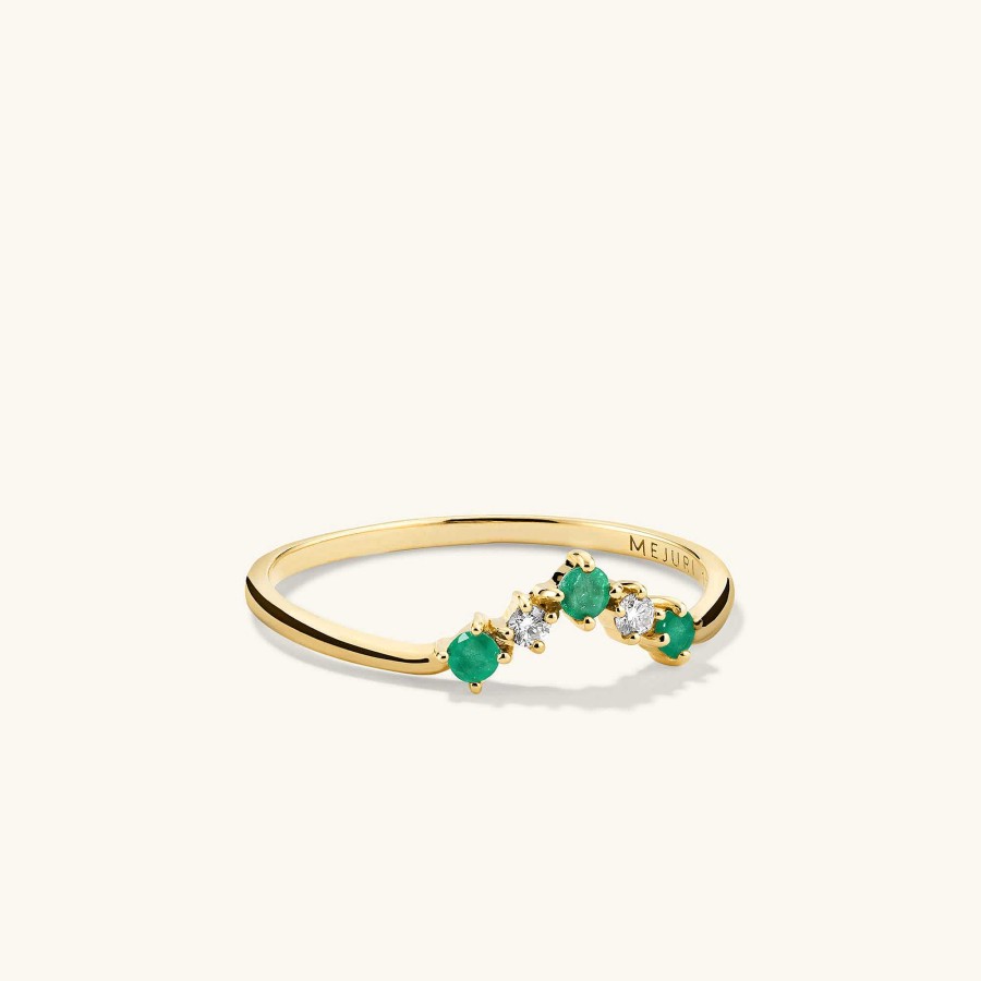 Rings Mejuri | Emerald And Diamond Wishbone Ring