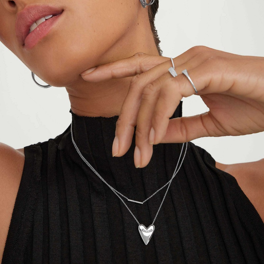 Necklaces Mejuri | Heart Pave Diamond Large Pendant Necklace