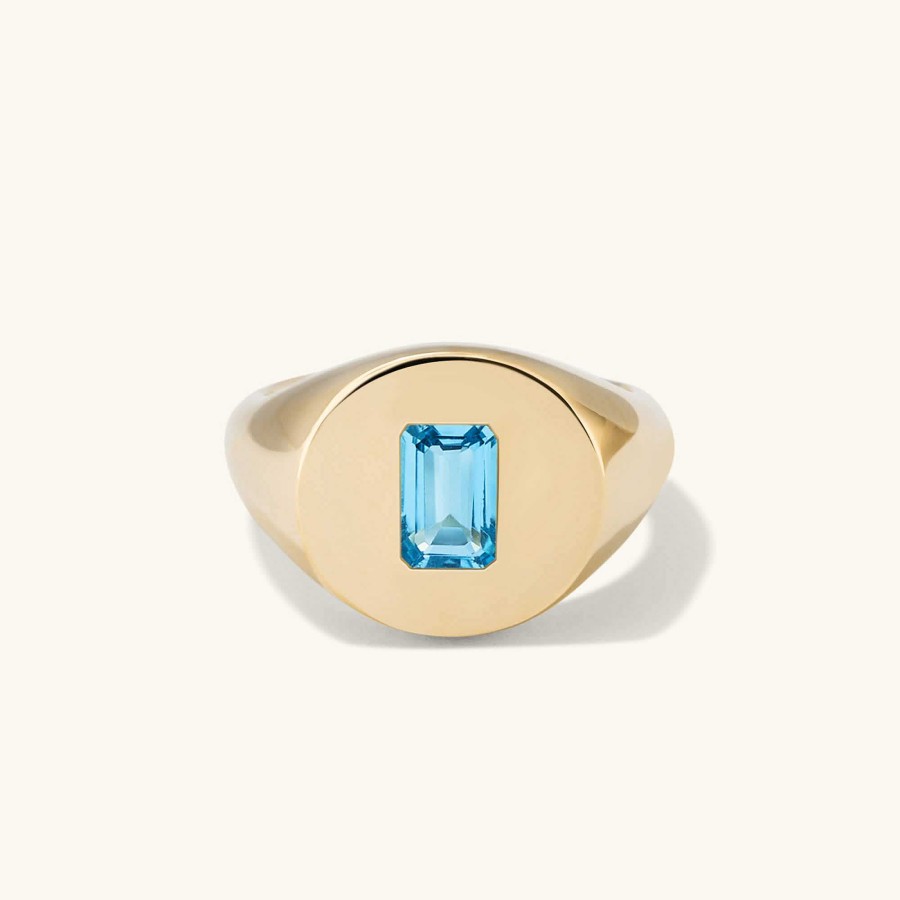 Rings Mejuri | Signet Pinky Ring Swiss Blue Topaz