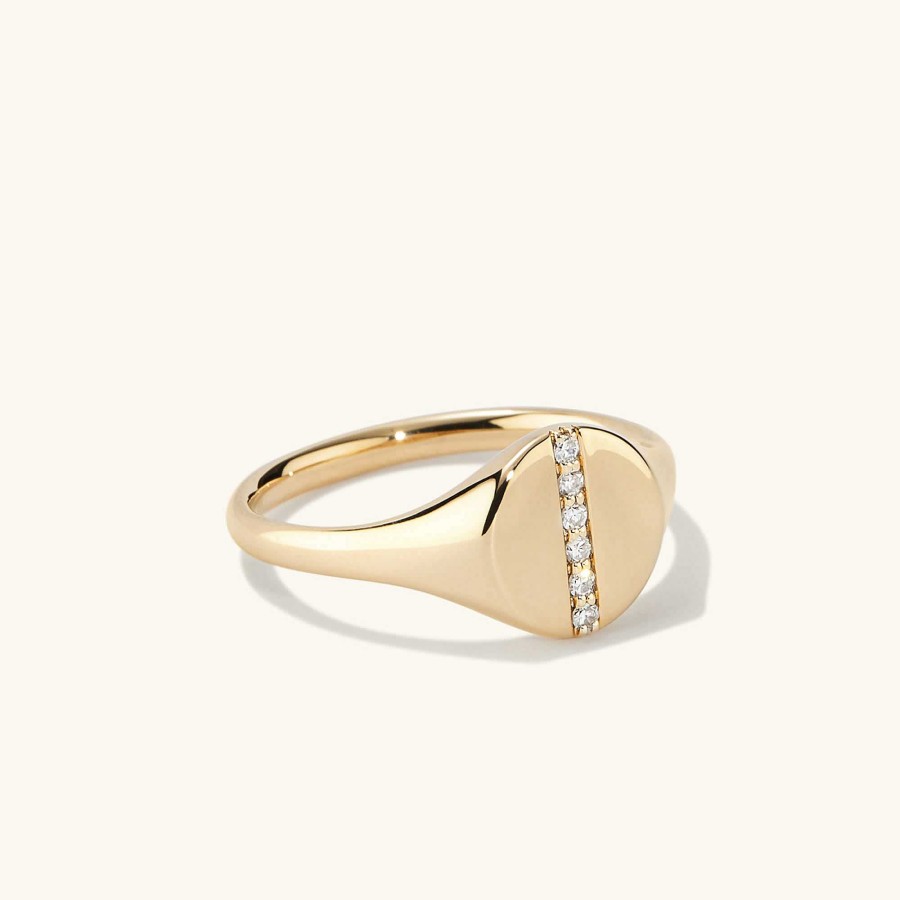 Rings Mejuri | Pave Diamond Line Signet Pinky Ring