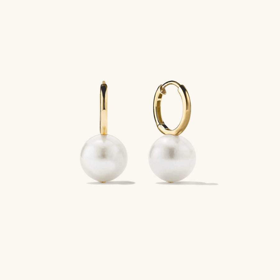 Earrings Mejuri | Large Pearl Huggies