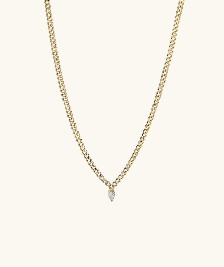 Necklaces Mejuri | Pear Diamond Curb Chain Necklace