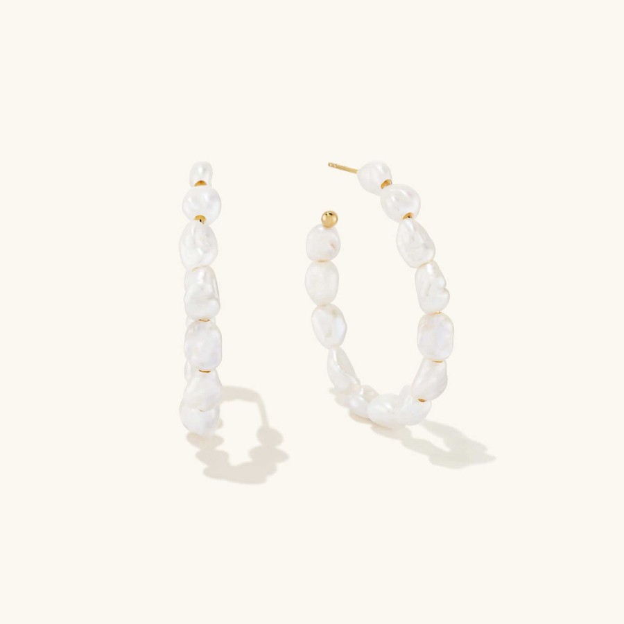 Earrings Mejuri | Bold Pearl Hoop Earrings