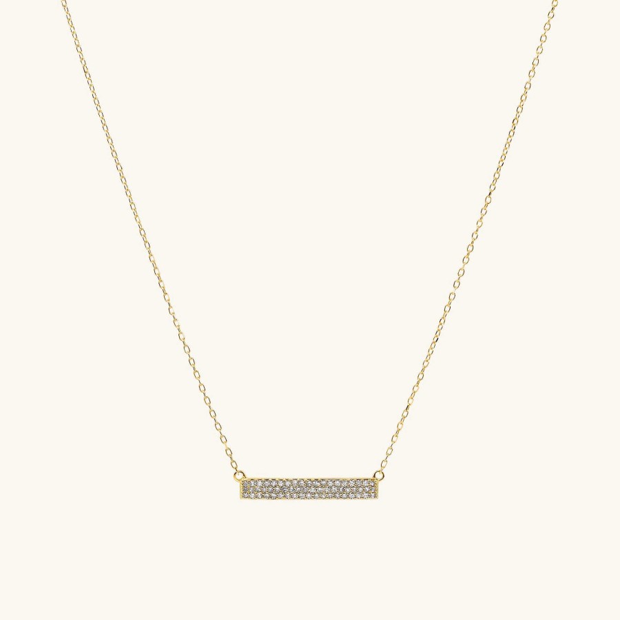 Necklaces Mejuri | Pave Diamond Bold Bar Necklace