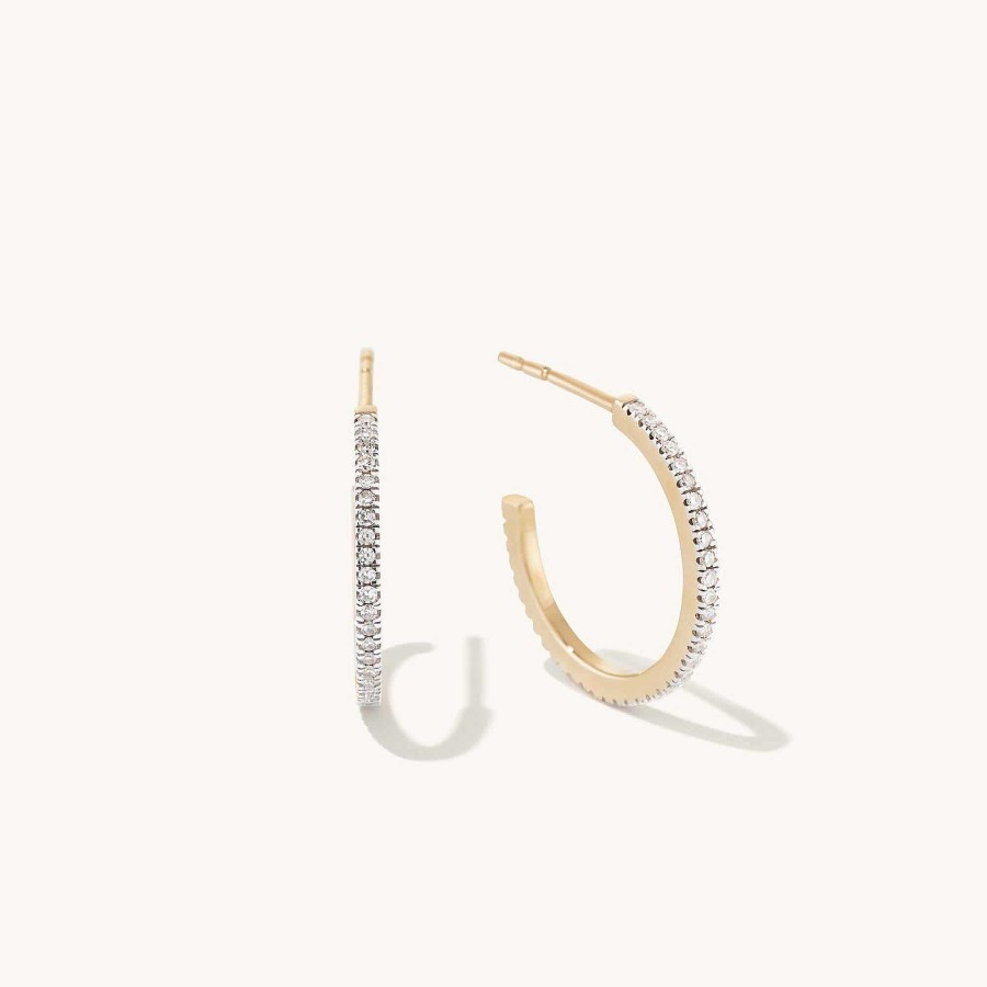 Earrings Mejuri | Pave Diamond Midi Hoops