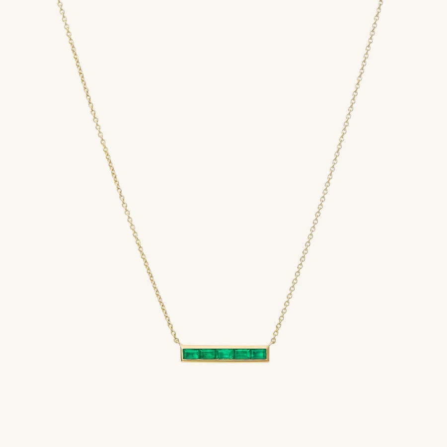 Necklaces Mejuri | Baguette Emerald Bar Necklace