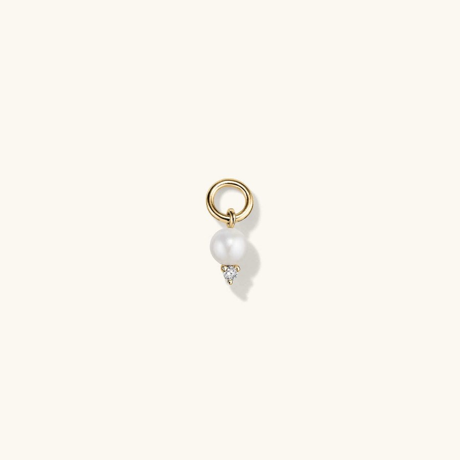 Earrings Mejuri | Single Diamond And Pearl Hoop Charm