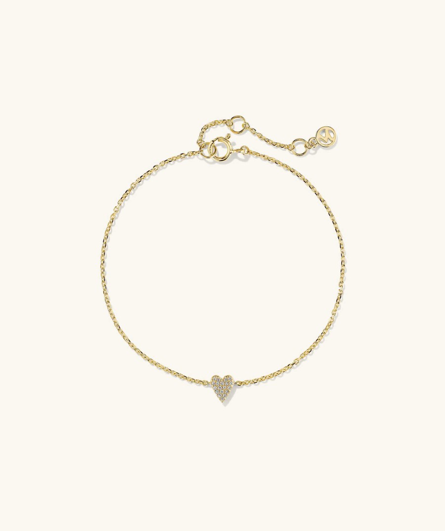 Bracelets Mejuri | Mini Heart Pave Diamond Bracelet