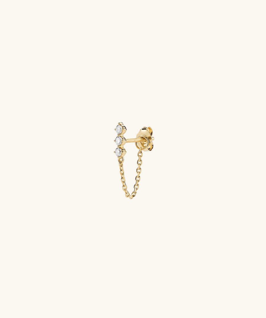 Earrings Mejuri | Single Diamond Trio Chain Stud