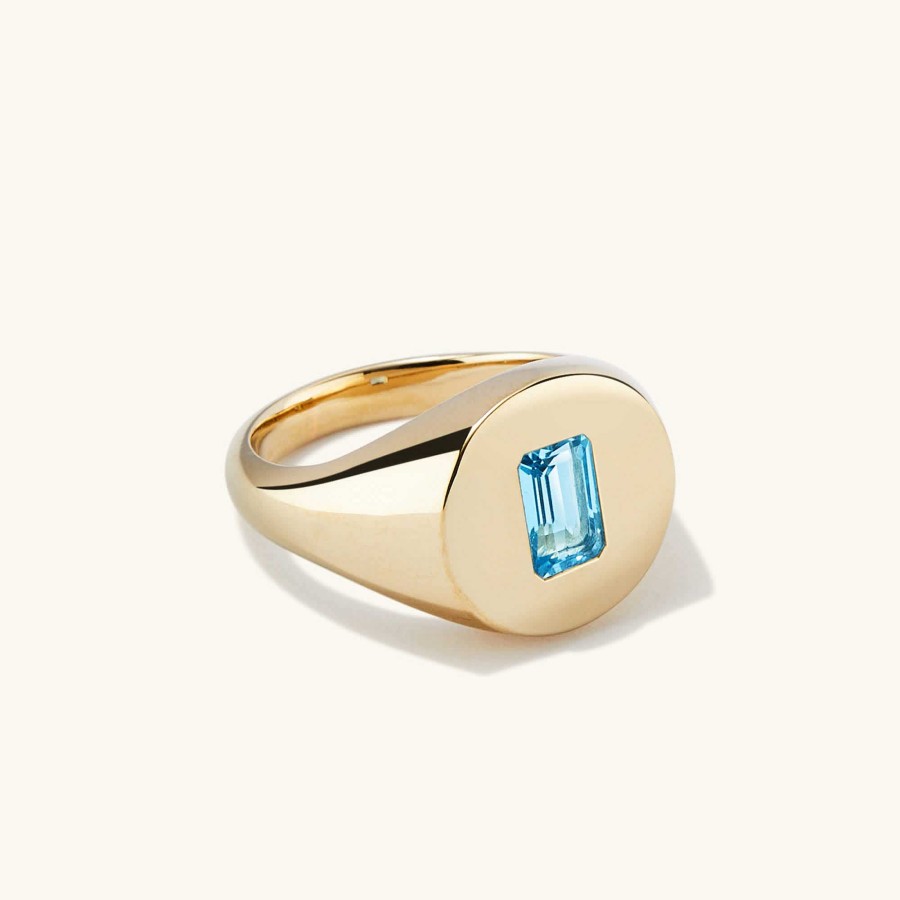 Rings Mejuri | Signet Pinky Ring Swiss Blue Topaz