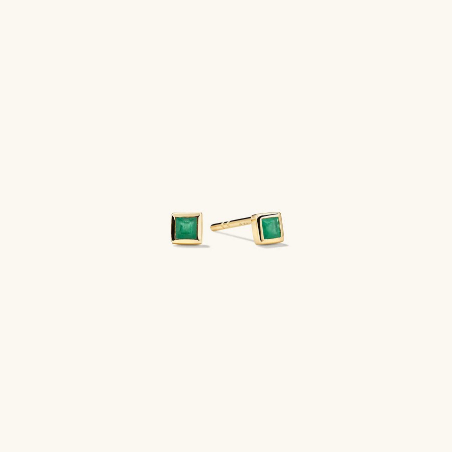 Earrings Mejuri | Square Emerald Studs