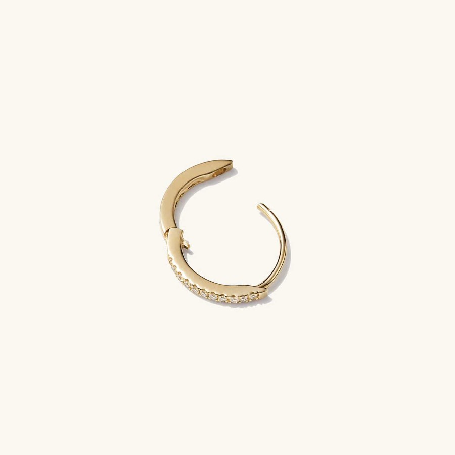 Earrings Mejuri | Single Pave Diamond Huggie Hoop