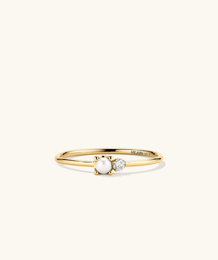 Rings Mejuri | Pearl And Diamond Stacker Ring