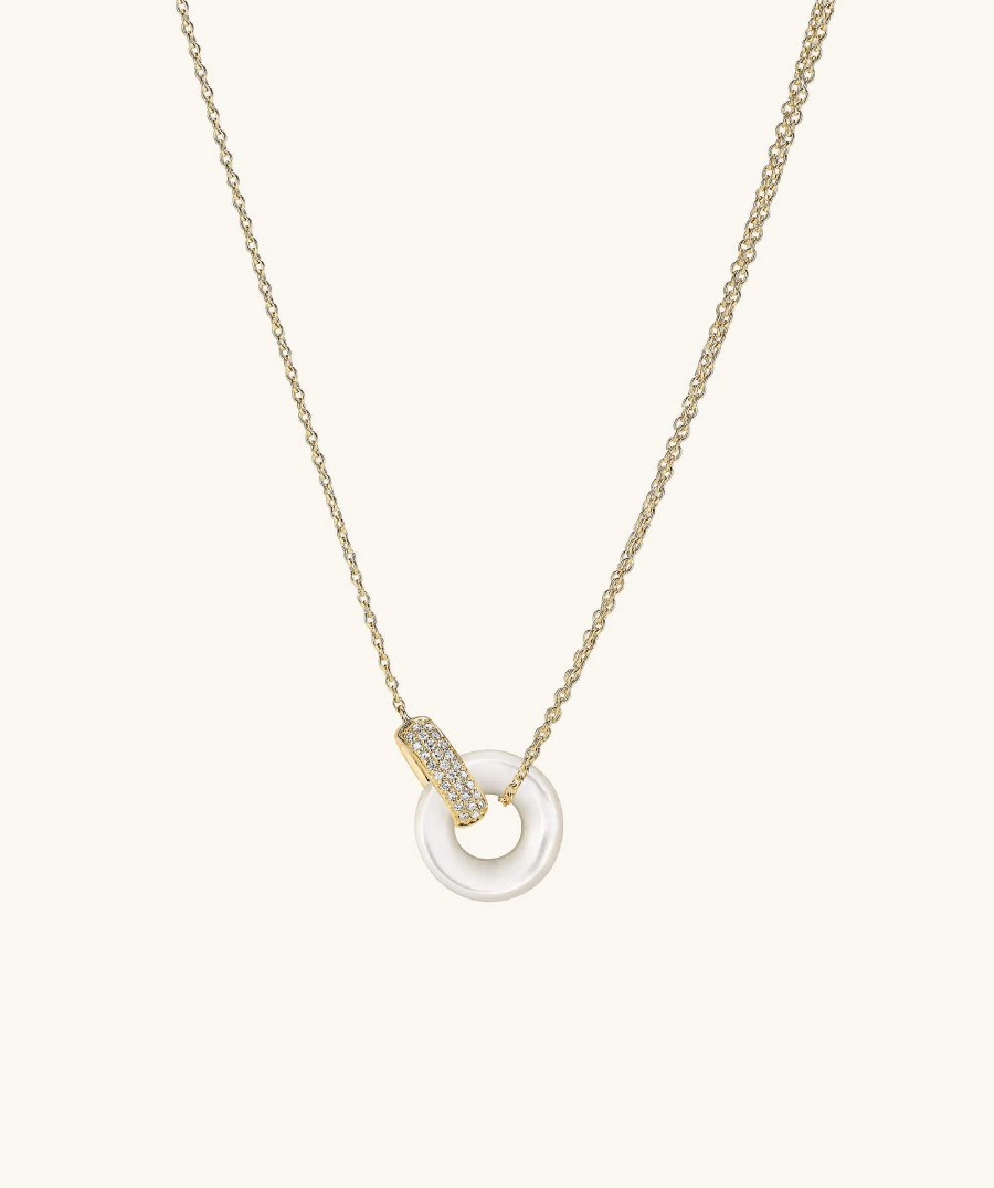 Necklaces Mejuri | Linked Pave Diamond Pearl Necklace